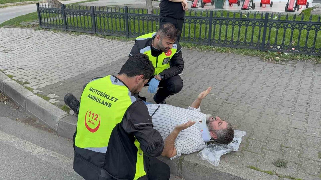 Elektrikli bisikletten düşen sürücü hastanelik oldu