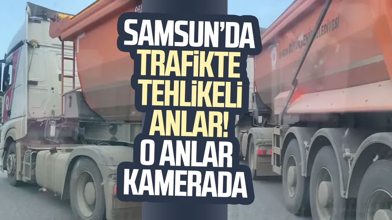 Samsun’da trafikte tehlikeli anlar! O anlar kamerada
