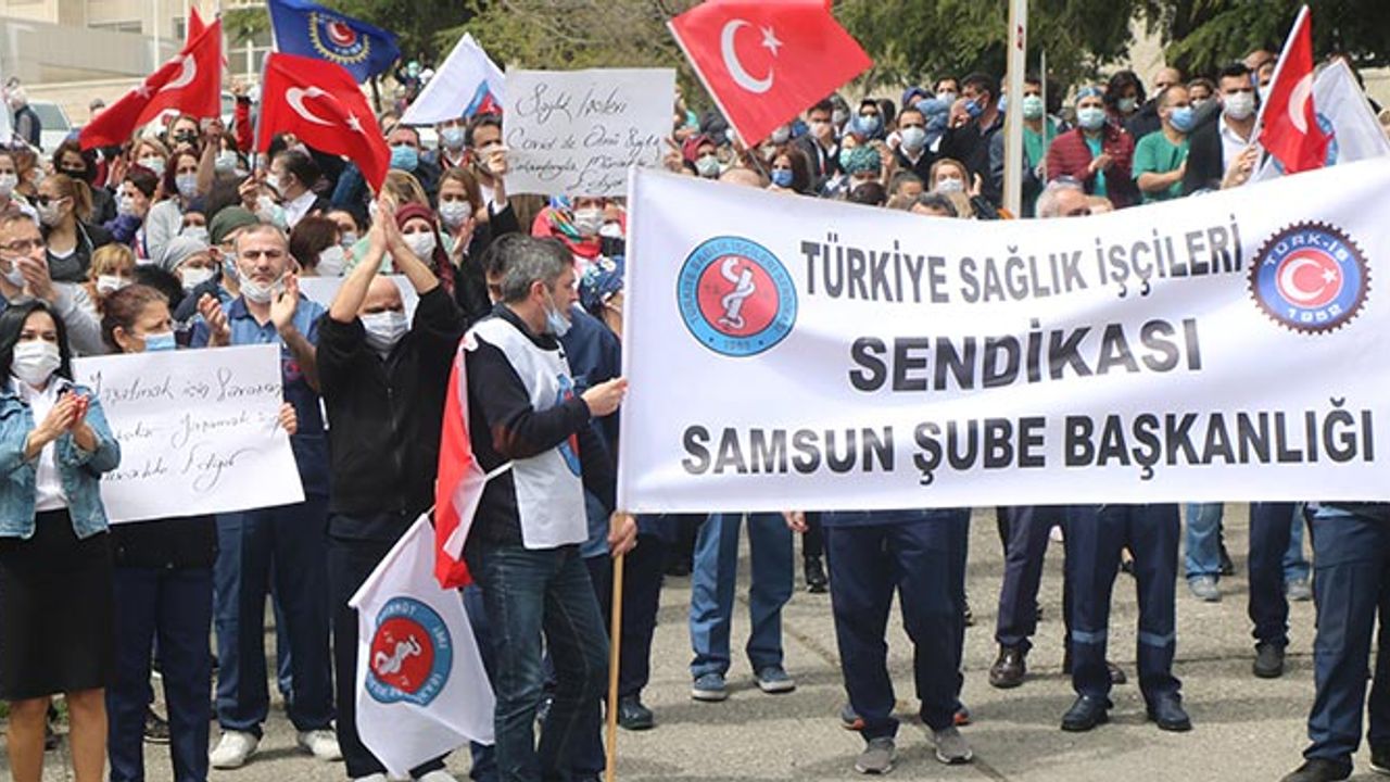 Samsun'da OMÜ'de sağlıkçılar Ayakta! 'İnsanca Yaşamak İstiyoruz'