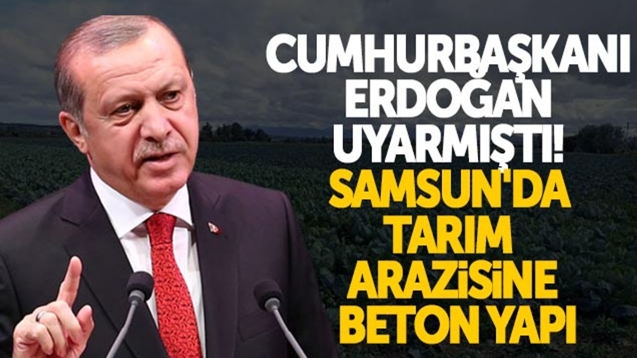 Cumhurbaşkanı Erdoğan Uyarmıştı! Samsun’da Tarım Arazisine Beton Yapı