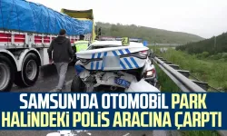 Samsun'da otomobil park halindeki polis aracına çarptı
