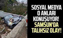 Samsun'da gelin arabası bahçeye düştü!