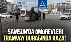 Samsun'da Ömürevleri tramvay durağında kaza!