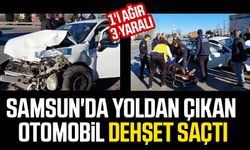 Samsun'da yoldan çıkan otomobil dehşet saçtı: Yaralılar var