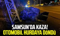Samsun Kavak'ta kaza! Otomobil hurdaya döndü
