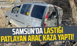 Samsun'da lastiği patlayan araç kaza yaptı!