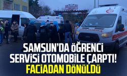 Samsun Kavak'ta öğrenci servisi otomobile çarptı! Faciadan dönüldü