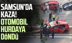 Samsun Adalet Mahallesi'nde kaza: Otomobil hurdaya döndü