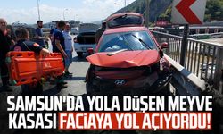 Samsun'da yola düşen meyve kasası faciaya yol açıyordu!