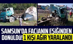 Samsun'da sulama tankeri şarampole yuvarlandı! 1 kişi ağır yaralandı