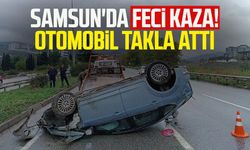 Samsun'da feci kaza! Otomobil takla attı