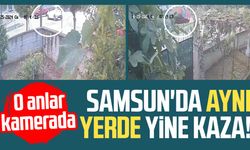 Samsun'da aynı yerde yine kaza! O anlar kamerada