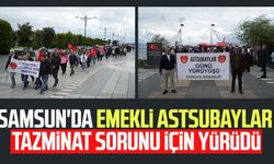 Samsun'da emekli astsubaylar tazminat sorunu için yürüdü