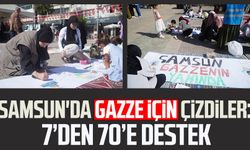 Samsun'da Gazze için çizdiler: 7’den 70’e destek