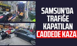 Samsun'da trafiğe kapatılan caddede kaza!