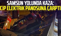 Samsun yolunda kaza: Cip elektrik panosuna çarptı