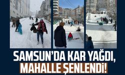 Samsun Canik'te kar yağdı, Uludağ Mahallesi şenlendi!