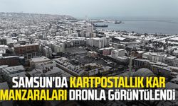 Samsun'da kartpostallık kar manzaraları dronla görüntülendi