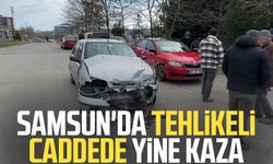 Samsun'da tehlikeli caddede yine kaza