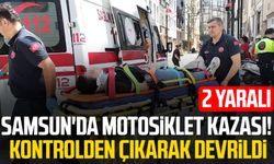 Samsun'da motosiklet kazası! Kontrolden çıkarak devrildi