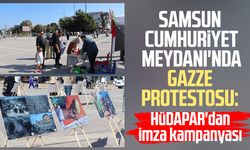 Samsun Cumhuriyet Meydanı'nda Gazze protestosu: HÜDAPAR'dan imza kampanyası
