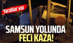 Samsun yolunda feci kaza! Süt yüklü tır ve otomobil çarpıştı