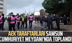 AEK taraftarları Samsun Cumhuriyet Meydanı'nda toplandı