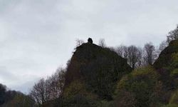 Yamaçtaki ilginç kaya dikkat çekiyor