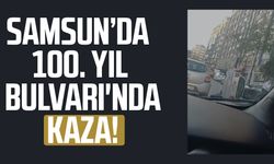 Samsun 100. Yıl Bulvarı'nda kaza: Otomobil yan yattı