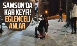 Nebiyan Dağı beyaza büründü, çocuklar gibi eğlendiler