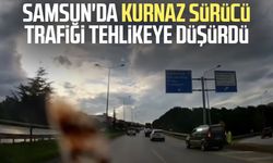 Samsun'da kurnaz sürücü trafiği tehlikeye düşürdü