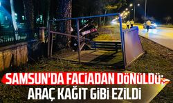 Samsun'da feci kazada otomobil hurda yığınına döndü: 1 yaralı