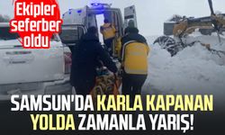 Samsun'da karla kapanan yolda zamanla yarış! Ekipler seferber oldu