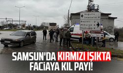 Samsun'da kırmızı ışıkta faciaya kıl payı!