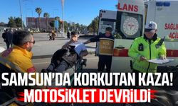 Samsun'da devrilen motosikletin sürücüsü yaralandı