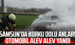 Bafra'da otomobil alevlere teslim oldu
