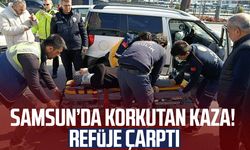 Refüje çarpan otomobil yan yattı: 1 yaralı
