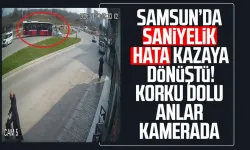 Halk otobüsü ile otomobilin çarpıştığı kaza kamerada: 9 yaralı