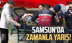 5 metre yükseklikten düşen kadının imdadına ambulans helikopter yetişti