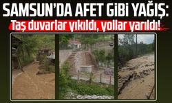 Samsun Kavak'ta sağanak yağış: Yollar dere gibi aktı
