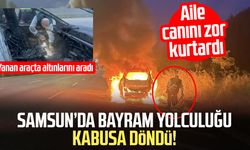 Bayram tatili yolunda faciadan döndüler: Sürücü yanan araçta altınlarını aradı