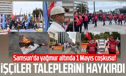 Samsun'da yağmur altında 1 Mayıs kutlaması
