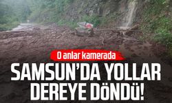 Kavak'ta etkili olan yağışlar yolları dereye çevirdi