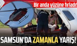 Baltayla odun keserken yaralanan çocuğun imdadına ambulans helikopter yetişti