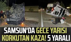 Samsun'da hafif ticari araç takla attı: 5 yaralı