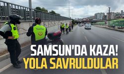 Samsun'da devrilen motosikletteki 2 kişi yaralandı