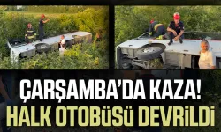 Samsun'da özel halk otobüsü devrildi: 21 yaralı
