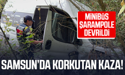 Samsun'da minibüs şarampole yuvarlandı: 2 yaralı