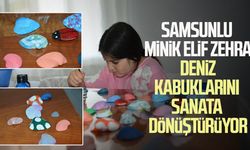 Samsunlu minik Elif Zehra, deniz kabuklarını sanat eserine dönüştürüyor