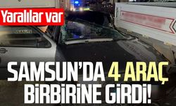 Samsun'da 4 araçlı zincirleme kaza: Anne ve oğlu yaralandı